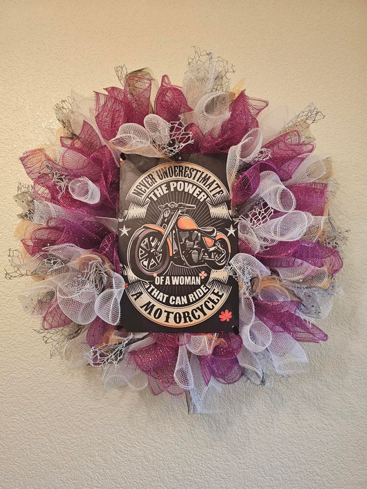"Woman that can ride a motorcycle" Wreath