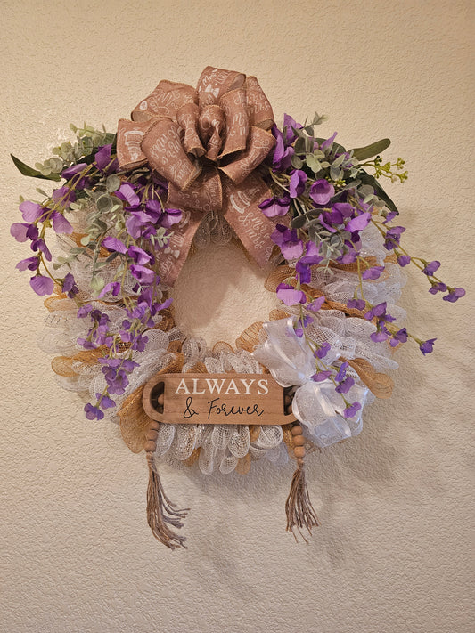 Custom Bridal Wreath, Always & Forever Wedding Wreath, Personalized Rustic Wedding Décor, Engagement or Anniversary Gift
