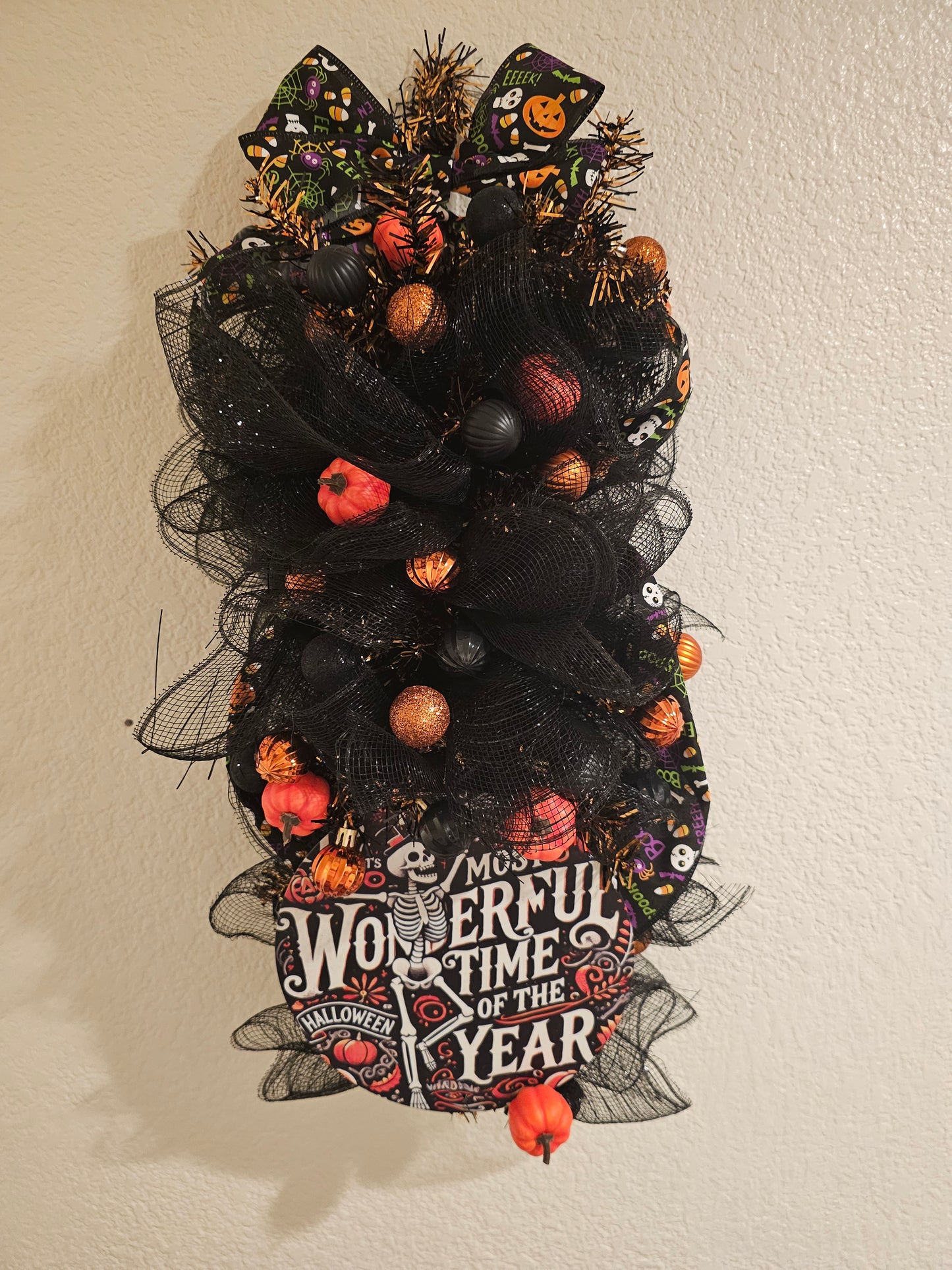 Rustic Swag Wreath with Bow | Farmhouse Front Door Décor | Handmade Seasonal Wall Hanging