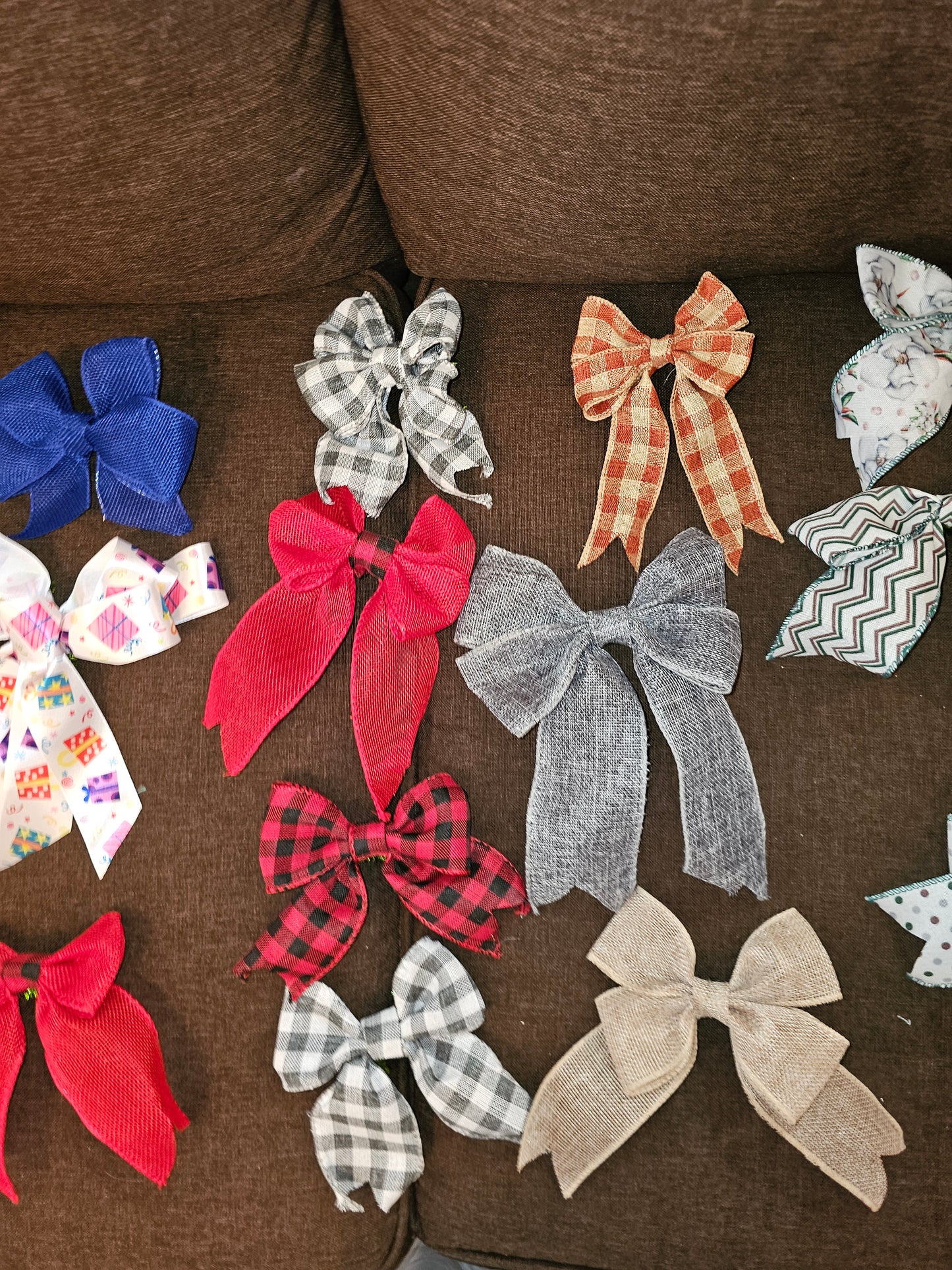 Handmade Gift Bows Set of 5,Rustic and Festive Ribbon Bows for Christmas, Birthdays, Weddings and Everyday Wrapping