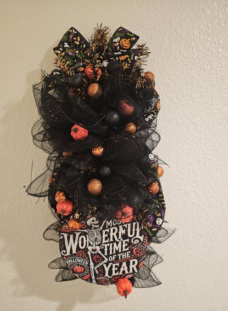 Rustic Swag Wreath with Bow | Farmhouse Front Door Décor | Handmade Seasonal Wall Hanging