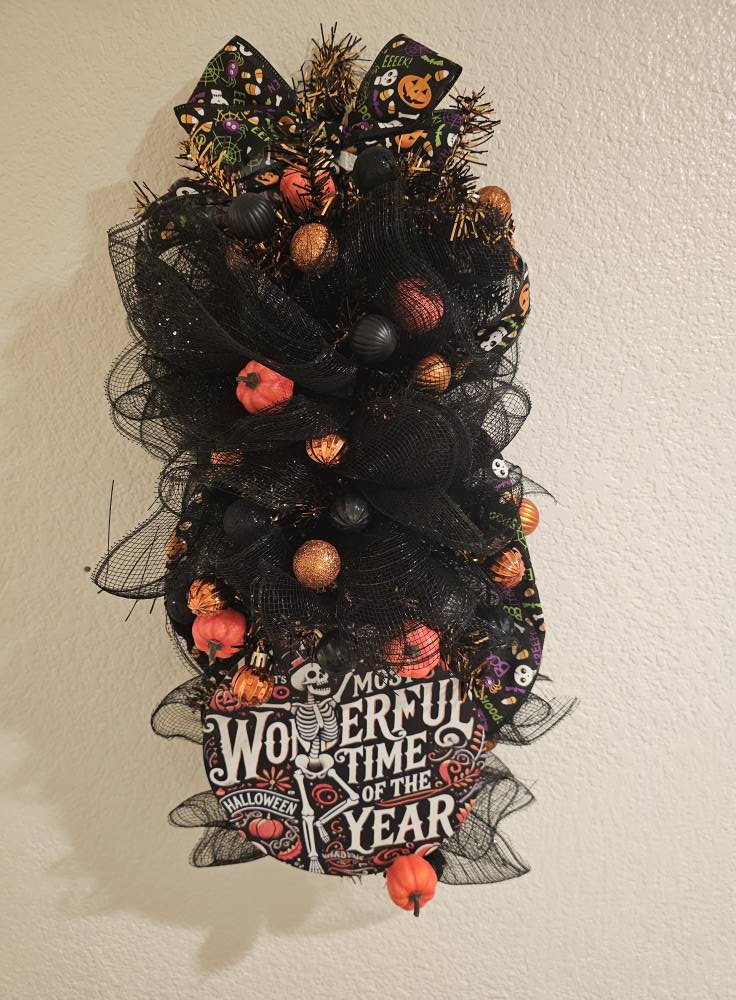 Rustic Swag Wreath with Bow | Farmhouse Front Door Décor | Handmade Seasonal Wall Hanging