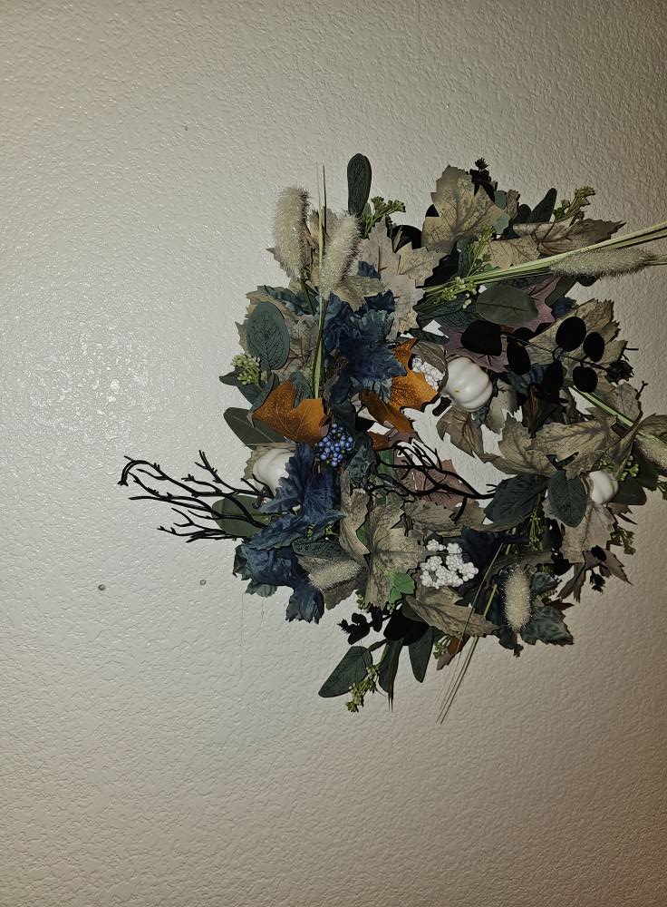 Rustic Fall Wreath with White Pumpkins | Farmhouse Front Door Décor | Autumn Greenery & Neutral Seasonal Wreath