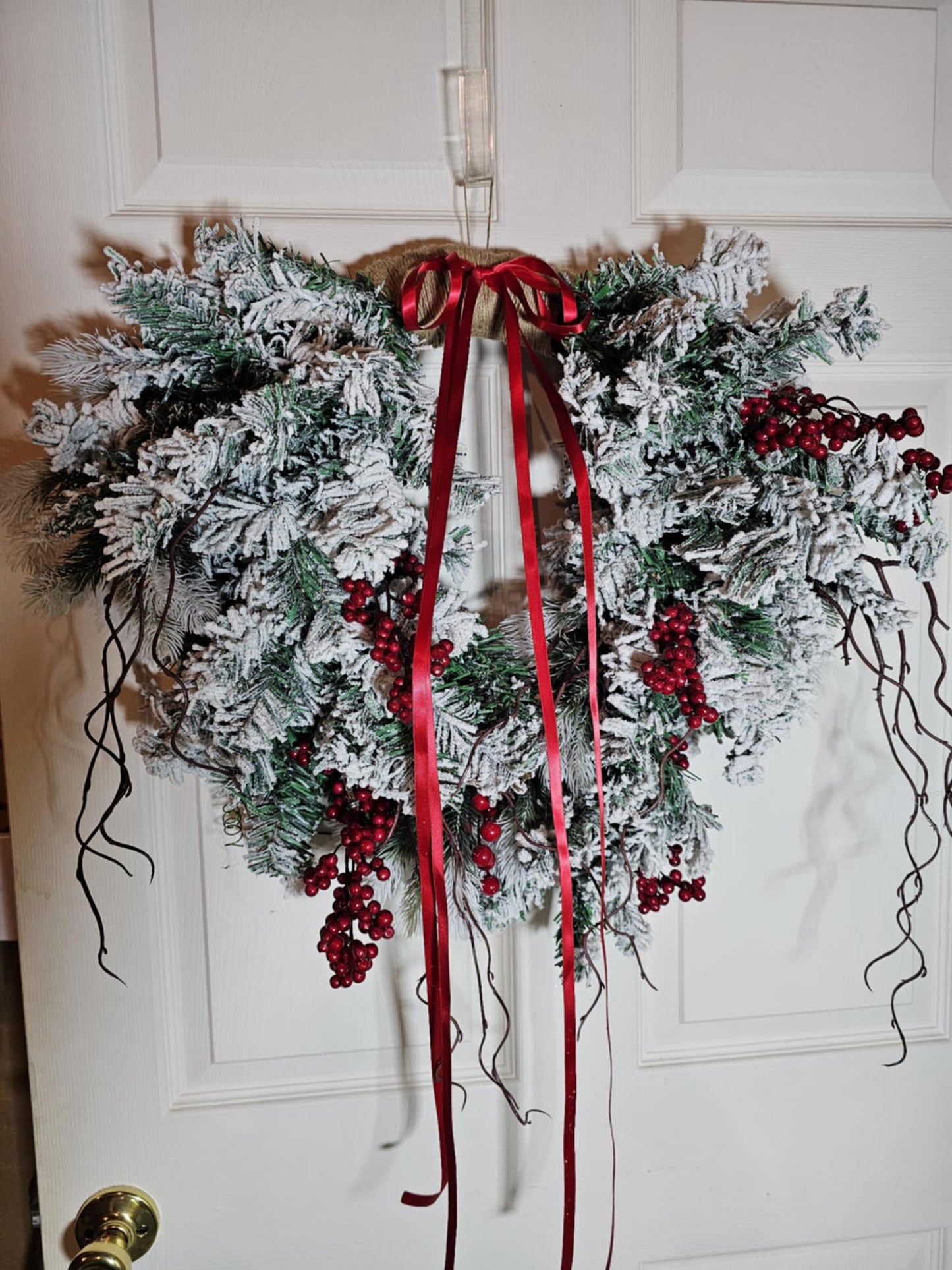 Winter Frosted Berry Wreath β Handmade Christmas Door Decor