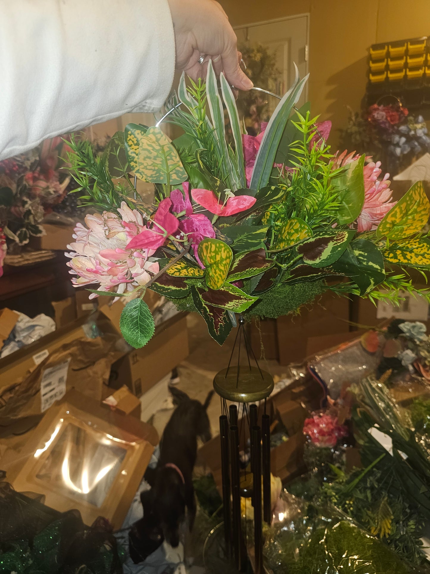 Tropical Pink Green Floral Windchime