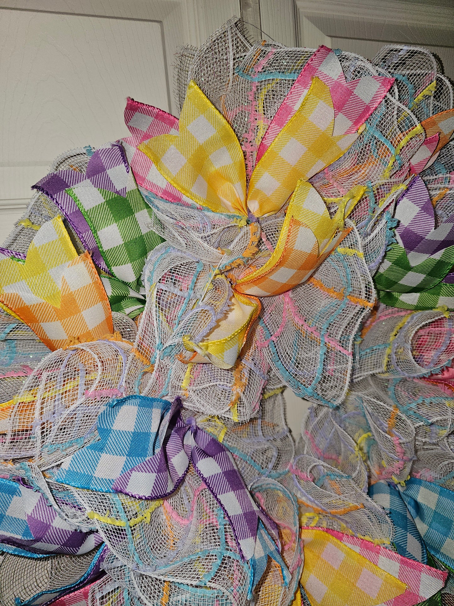 Pastel Gingham Mesh Wreath
