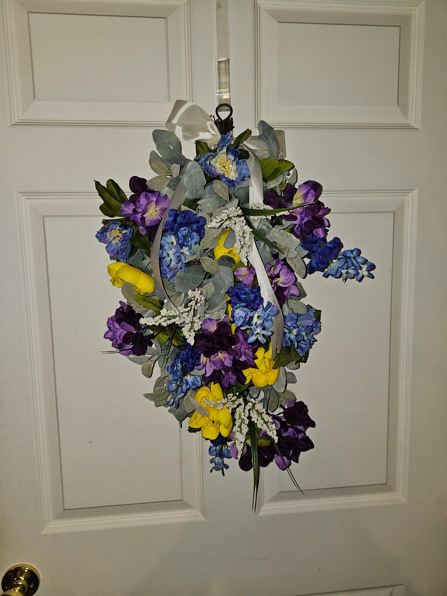 Blue Purple Yellow Floral Vertical Swag