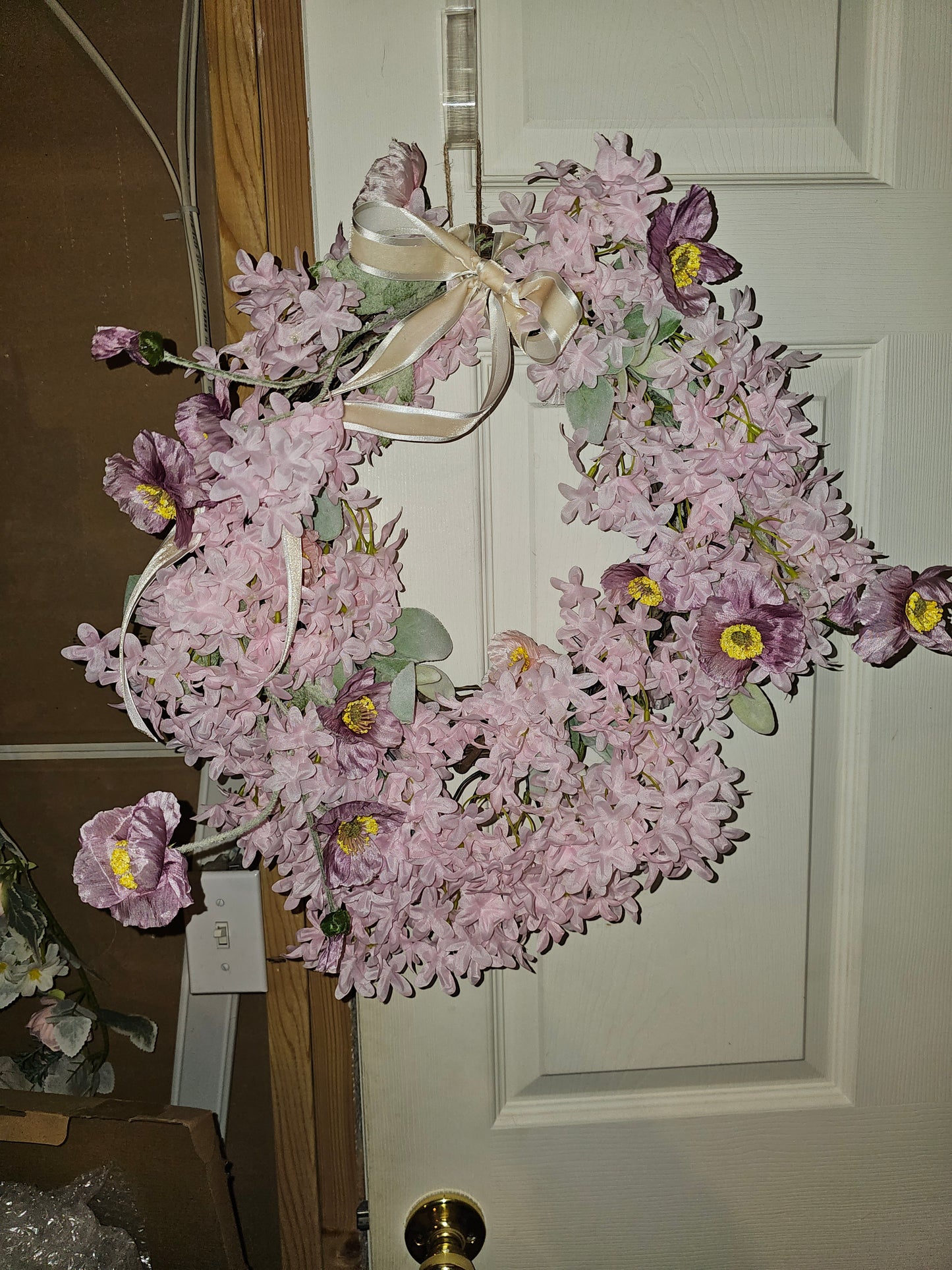 Soft Pink Floral Grapevine Wreath