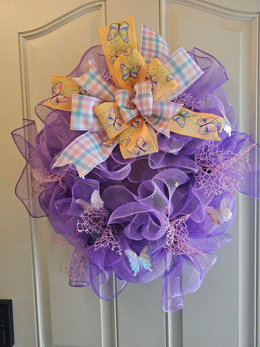 Whimsical butterfly wreath