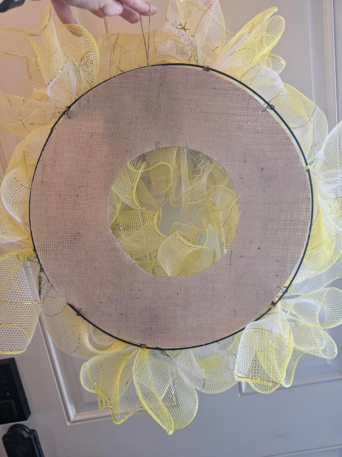 Whimsical yellow butterfly wreath