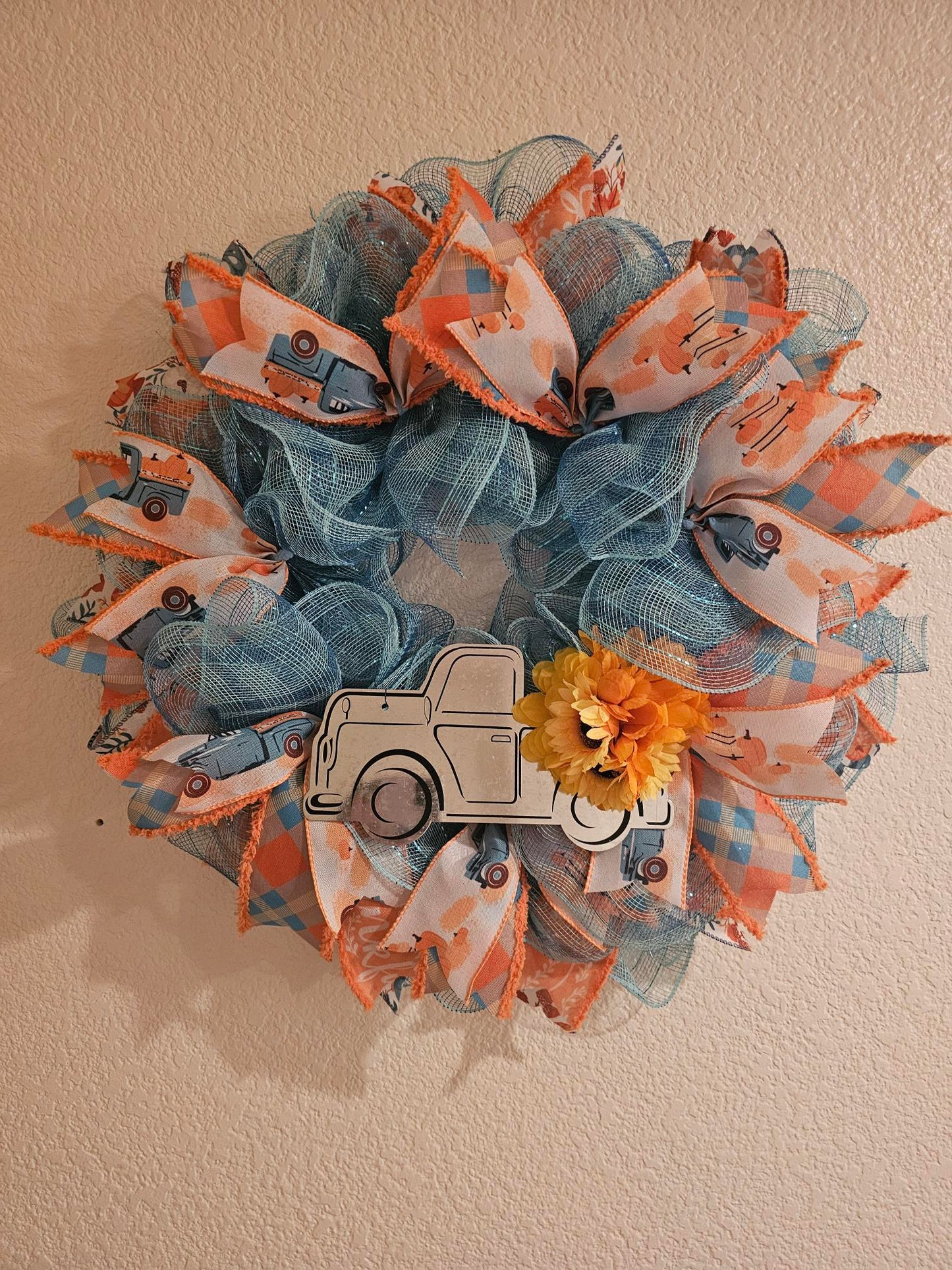 Fall harvest truck wreath