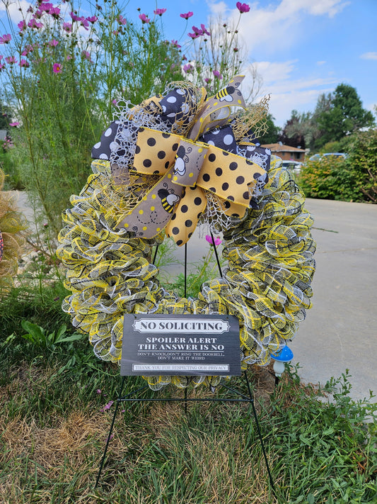 Bumble bee No Soliciting Sign wreath