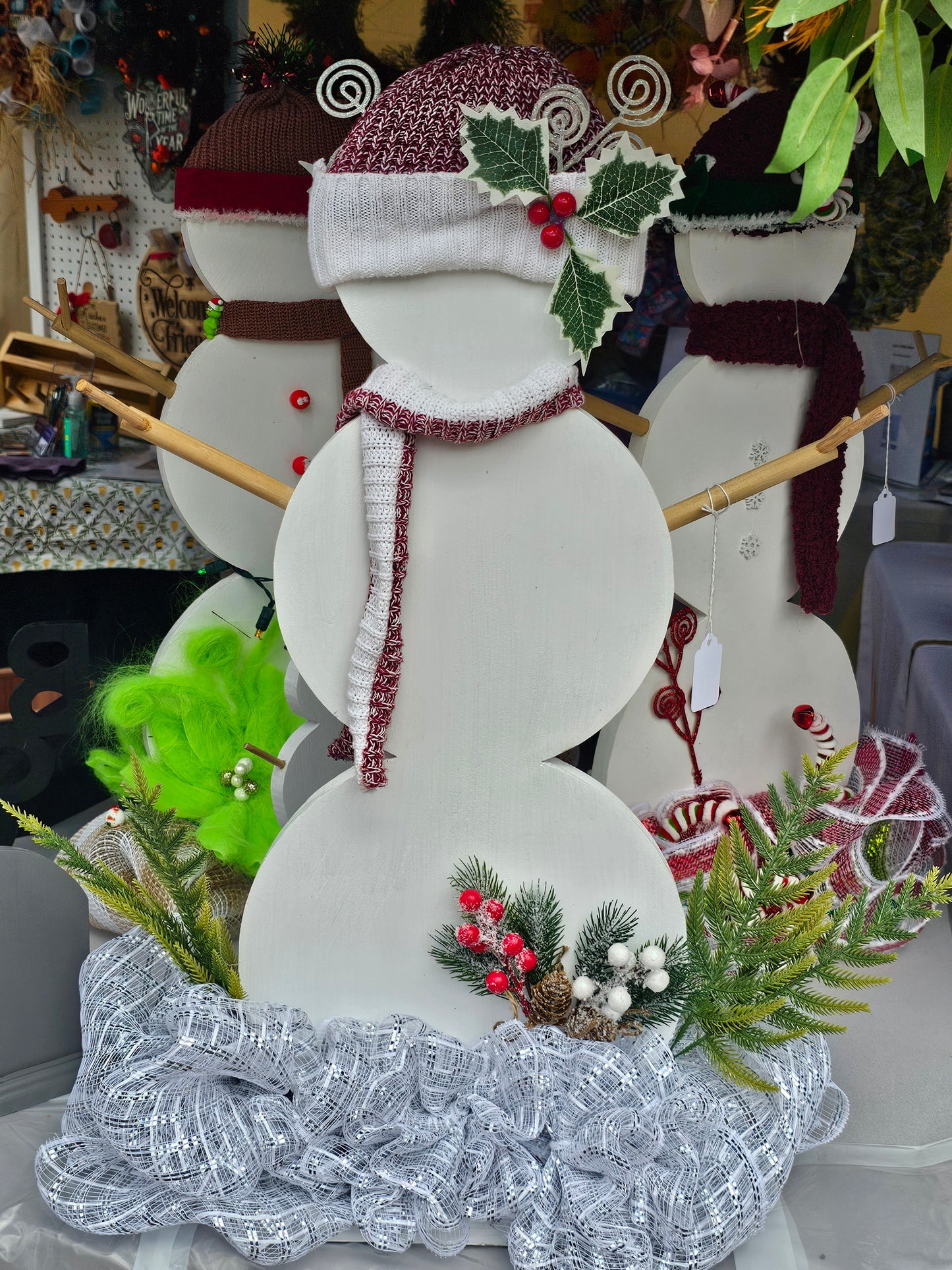 Handcrafted Wooden Snowman 25” Rustic Farmhouse Christmas Décor Holiday Porch or Indoor Decoration