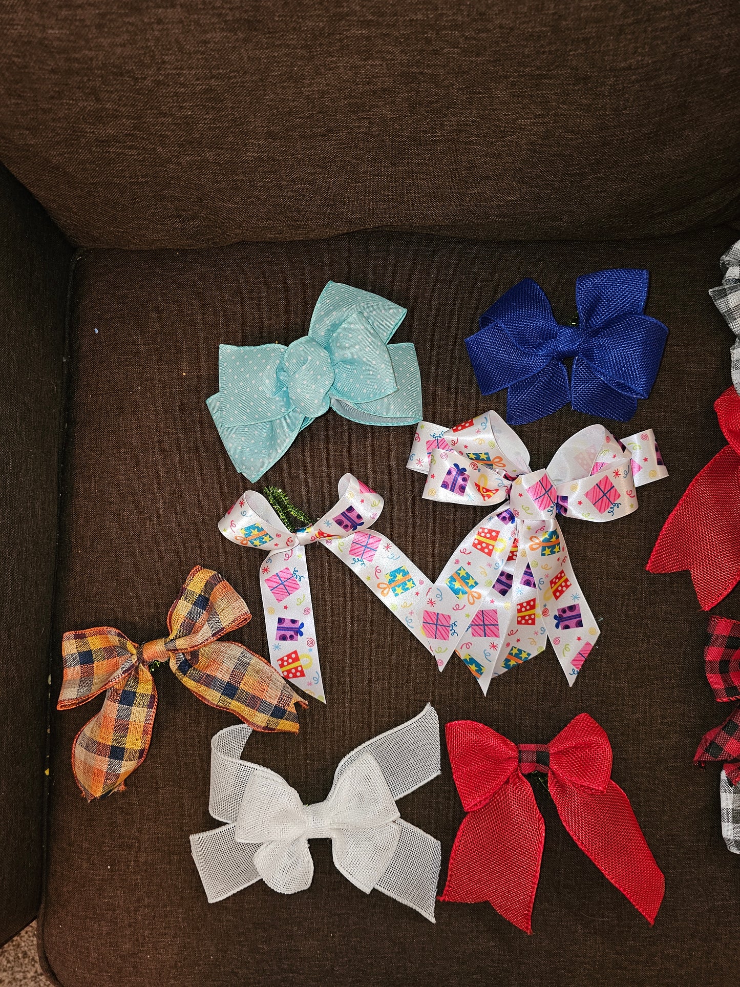 Handmade Gift Bows Set of 5,Rustic and Festive Ribbon Bows for Christmas, Birthdays, Weddings and Everyday Wrapping