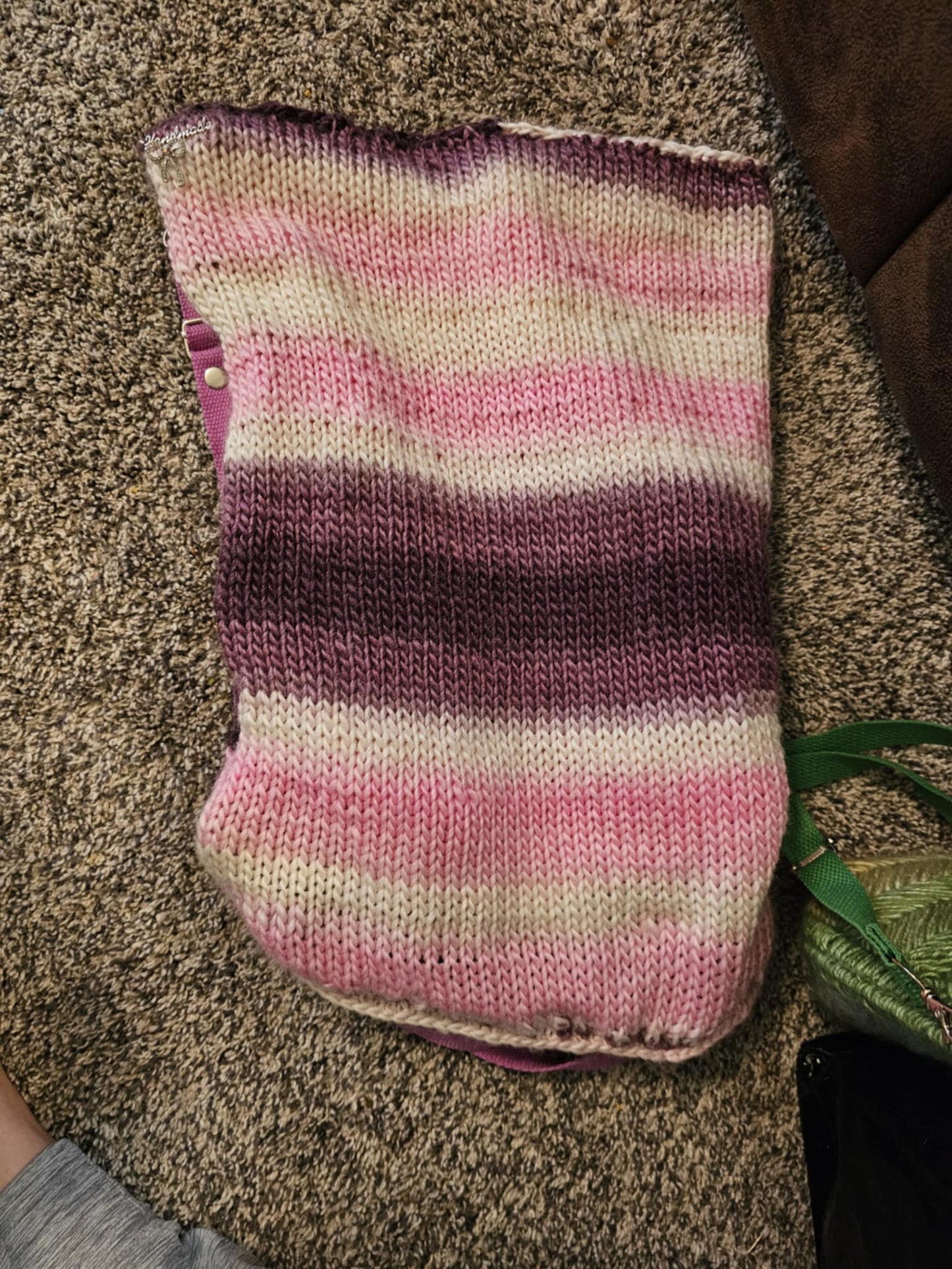 Handwoven Wool Purse with Faux Leather Bottom – Canvas Lined, Handmade
