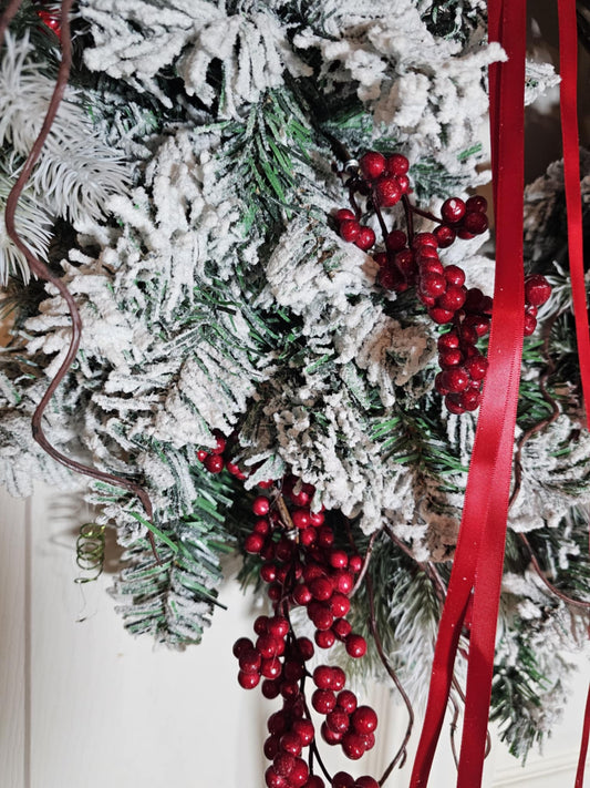 Winter Frosted Berry Wreath – Handmade Christmas Door Decor
