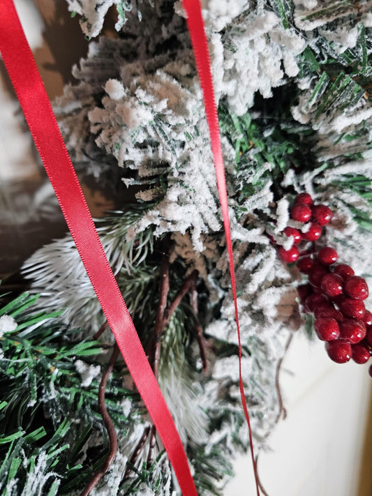 Winter Frosted Berry Wreath – Handmade Christmas Door Decor