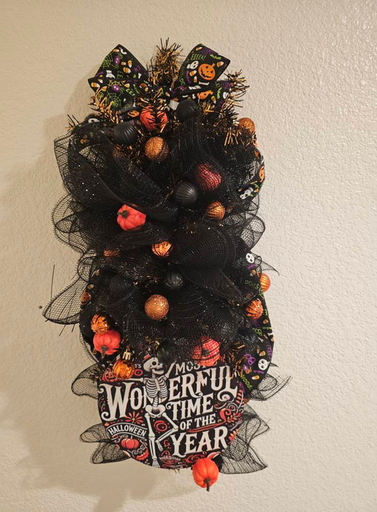 Rustic Swag Wreath with Bow | Farmhouse Front Door Décor | Handmade Seasonal Wall Hanging