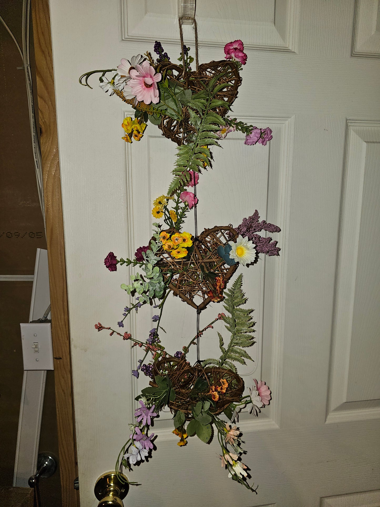 Triple Mini Floral Heart Basket Wall Hanging