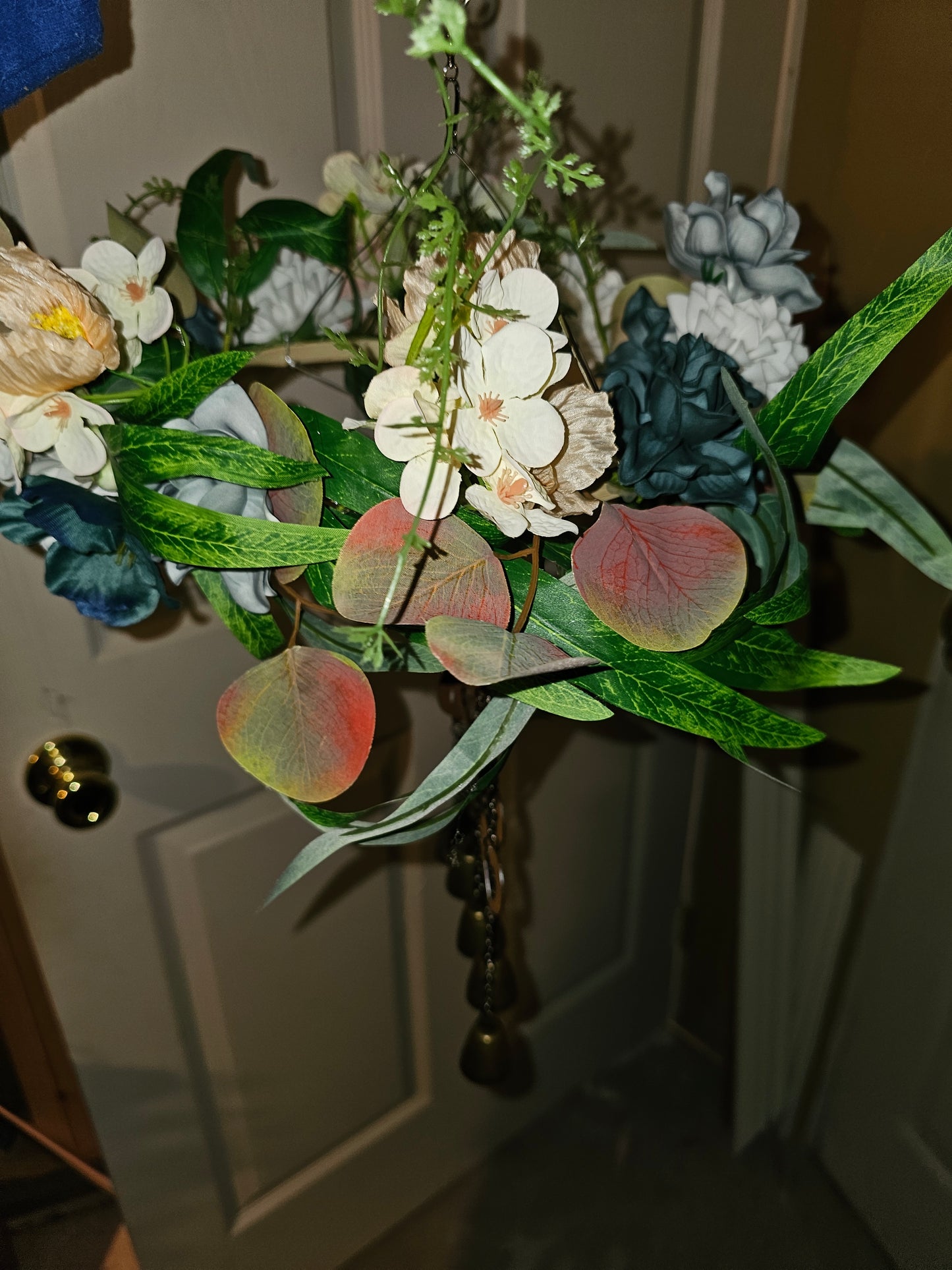 Blue White Floral Bell Windchime