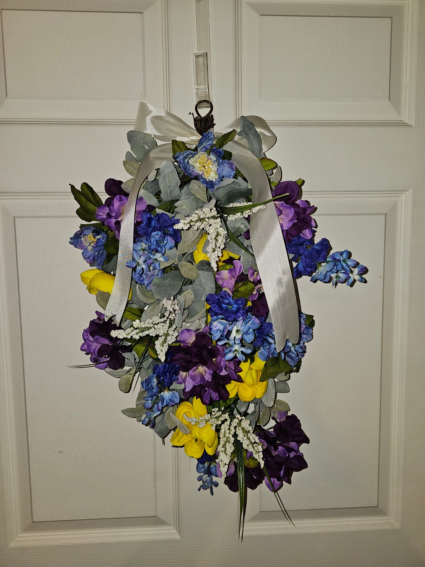 Blue Purple Yellow Floral Vertical Swag