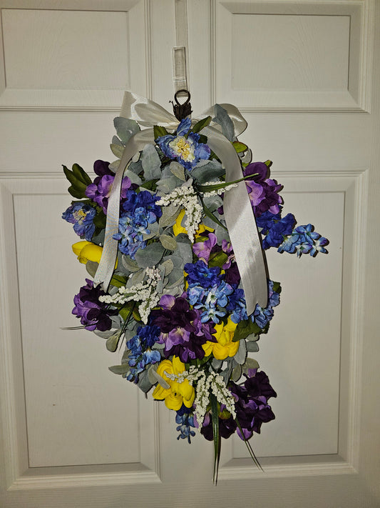 Blue Purple Yellow Floral Vertical Swag
