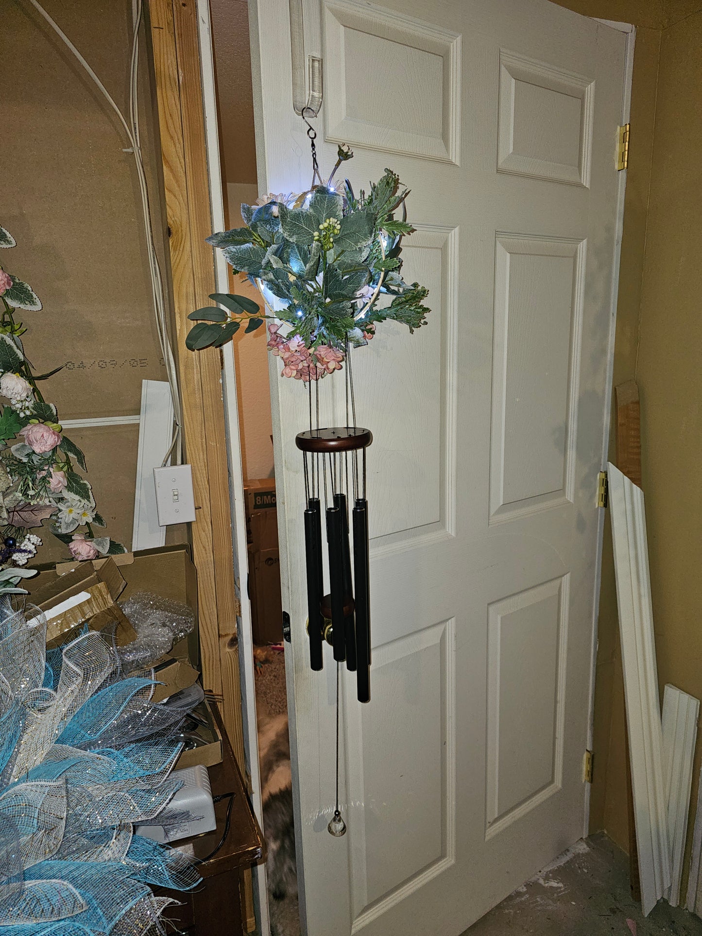 Lighted Greenery Floral Wind Chime