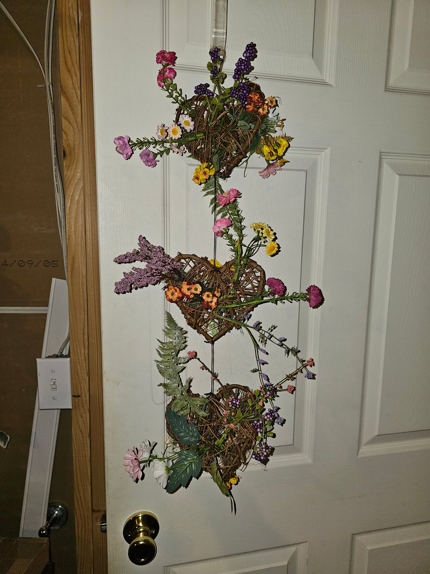 Triple Mini Floral Heart Basket Wall Hanging