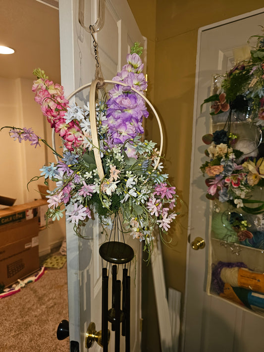 Lavender Wildflower Hoop Wind Chime