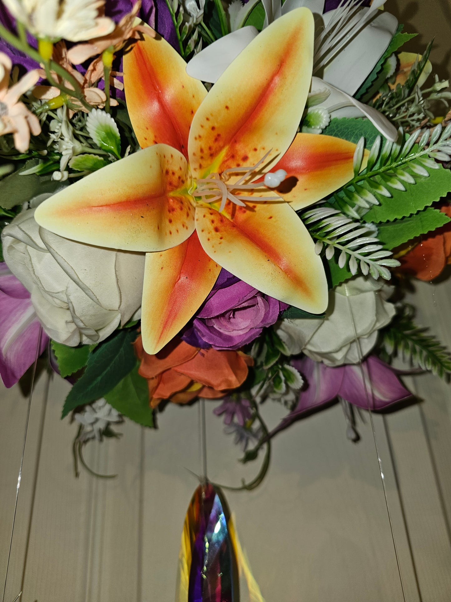 Floral Crystal Suncatcher Hoop Rainbow Window Decor Floral Door Hanging Handmade Home Decor