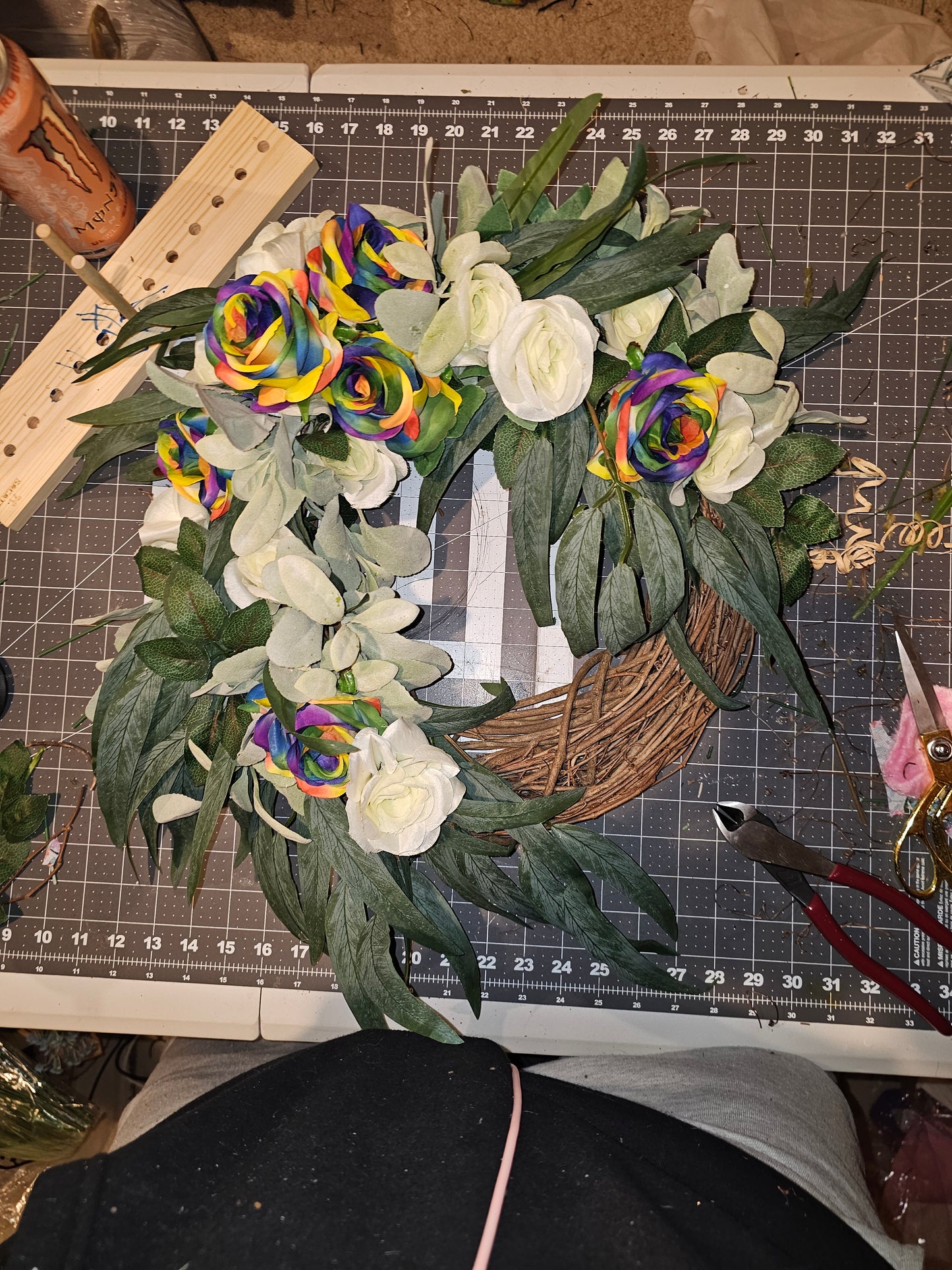 Rainbow Rose Grapevine Wreath