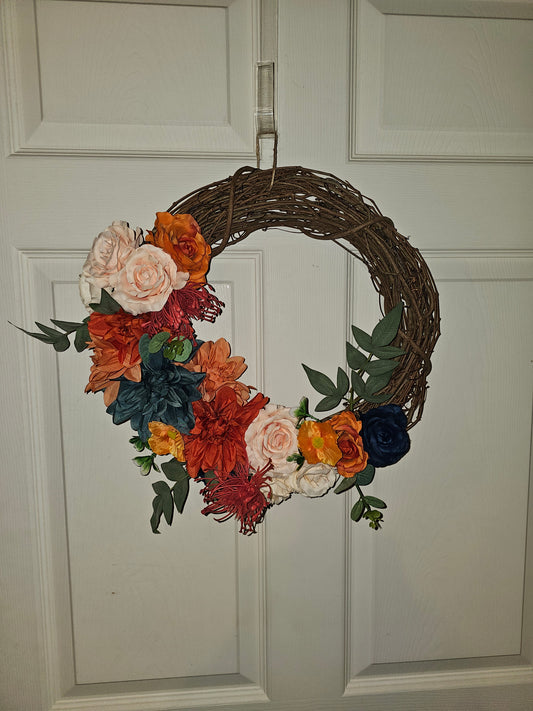 Colorado Orange Blue Grapevine Wreath