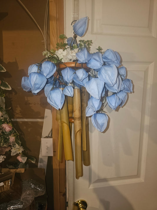 Blue Lantern Floral Bamboo Windchime