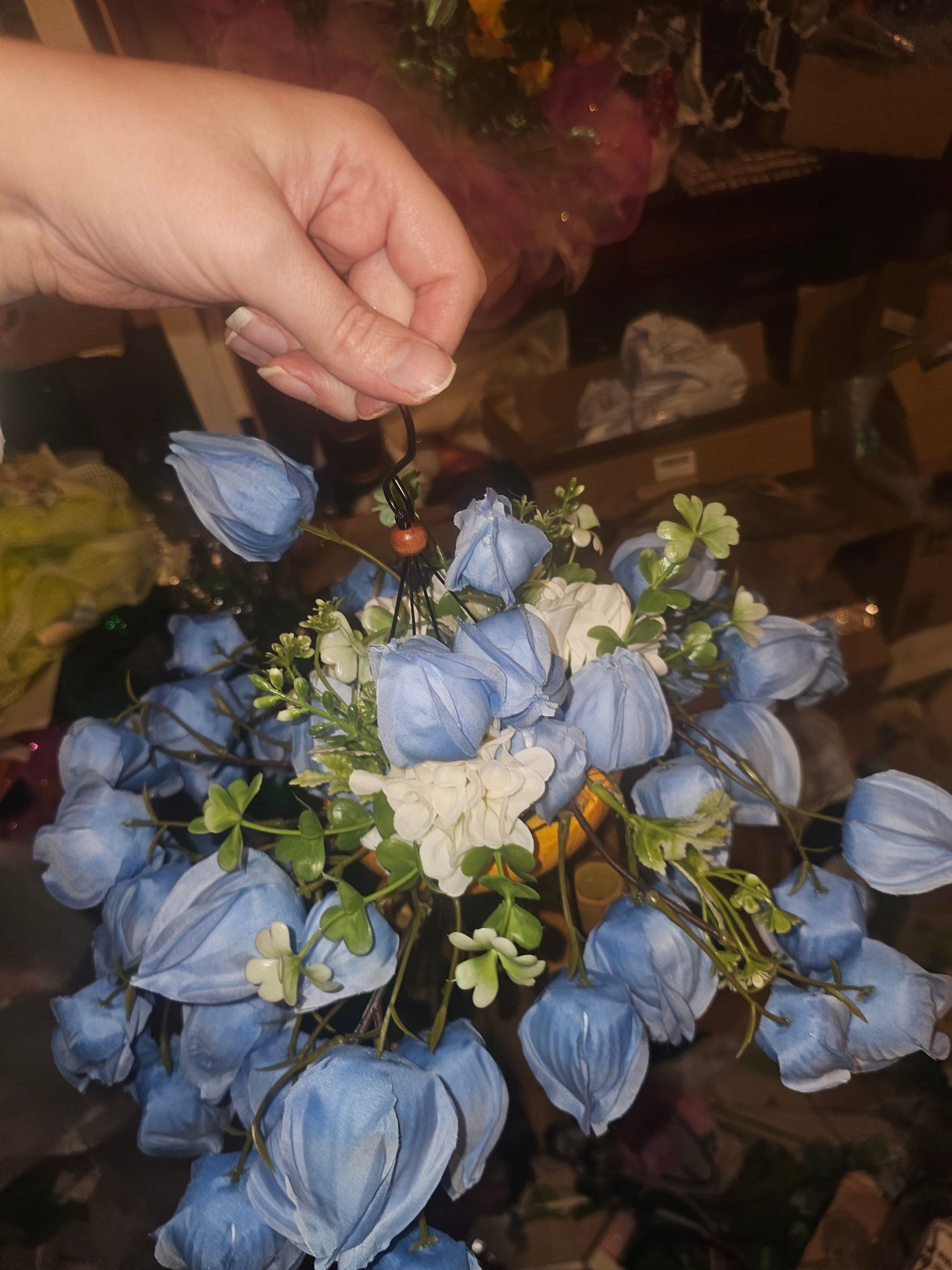 Blue Lantern Floral Bamboo Windchime