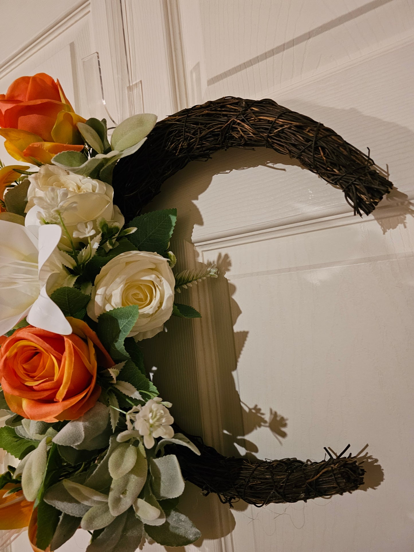 Orange Rose and Lily Grapevine Wreath