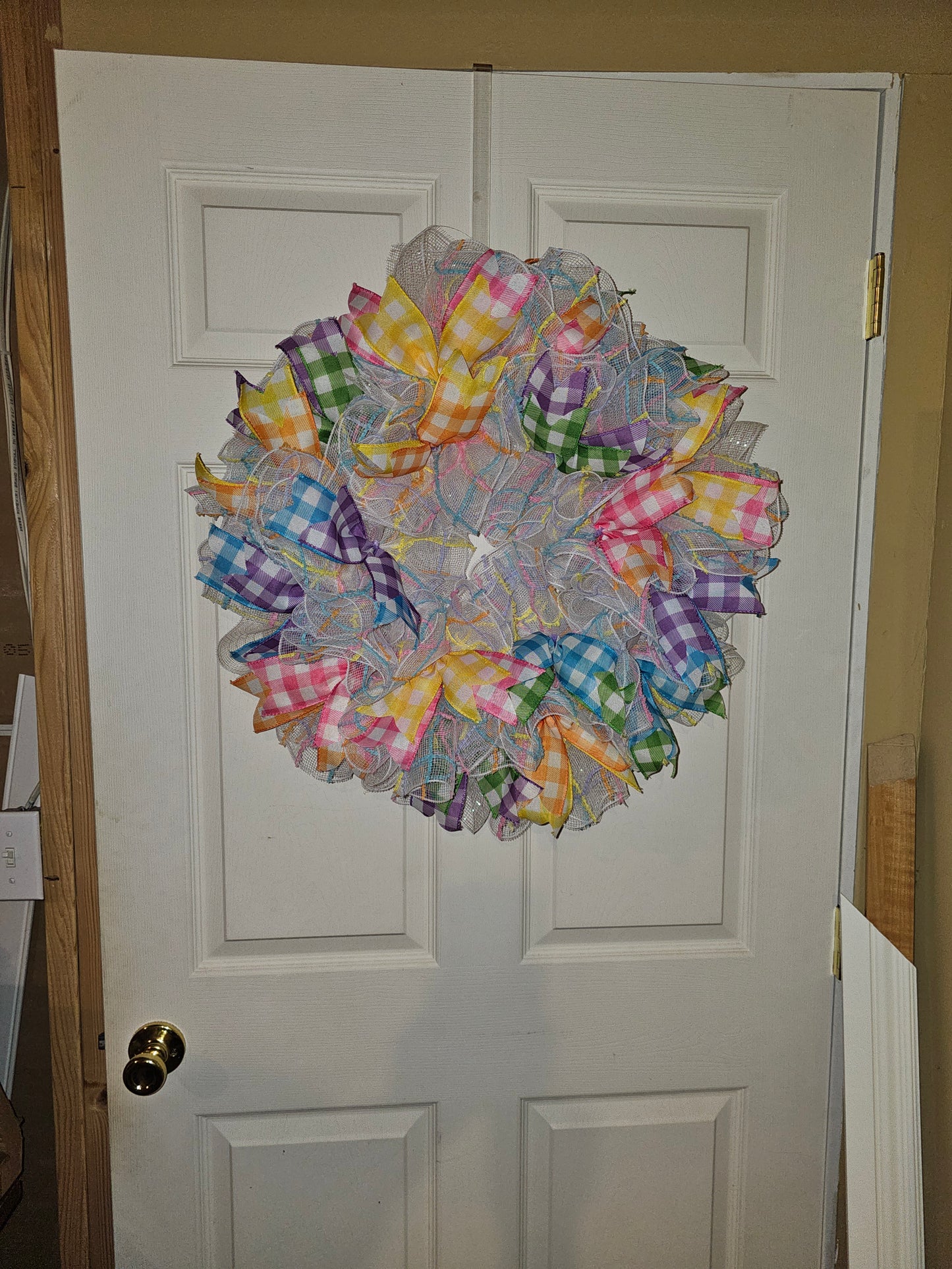 Pastel Gingham Mesh Wreath