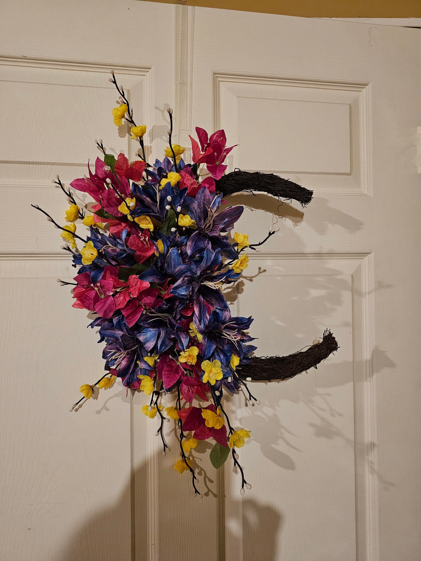 Colorful Artistic Grapevine Floral Wreath