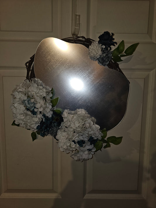 Silver Mirror Hydrangea Floral Wall Decor