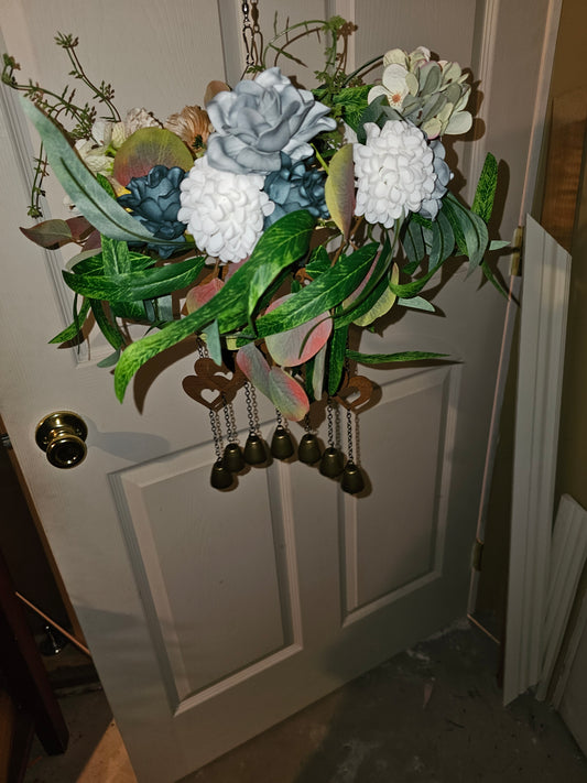 Blue White Floral Bell Windchime