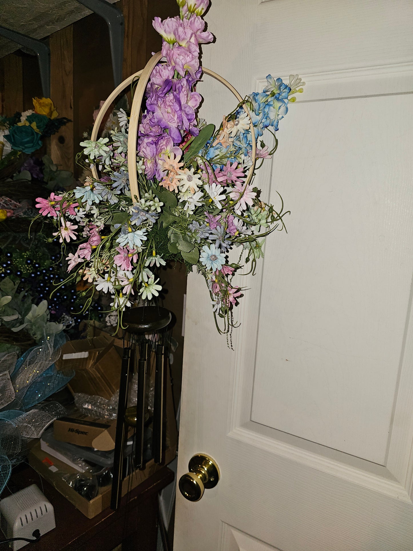 Lavender Wildflower Hoop Wind Chime