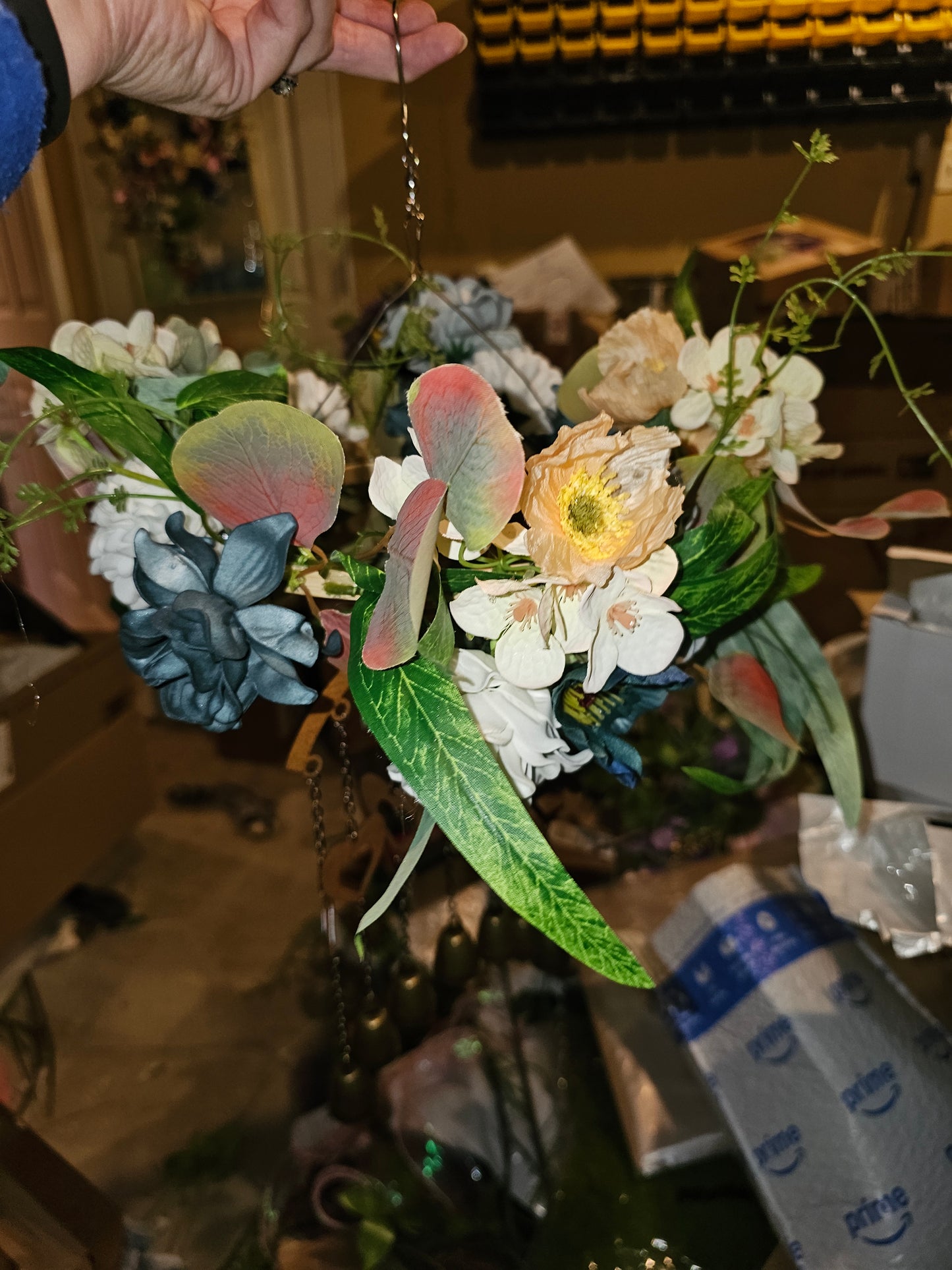 Blue White Floral Bell Windchime