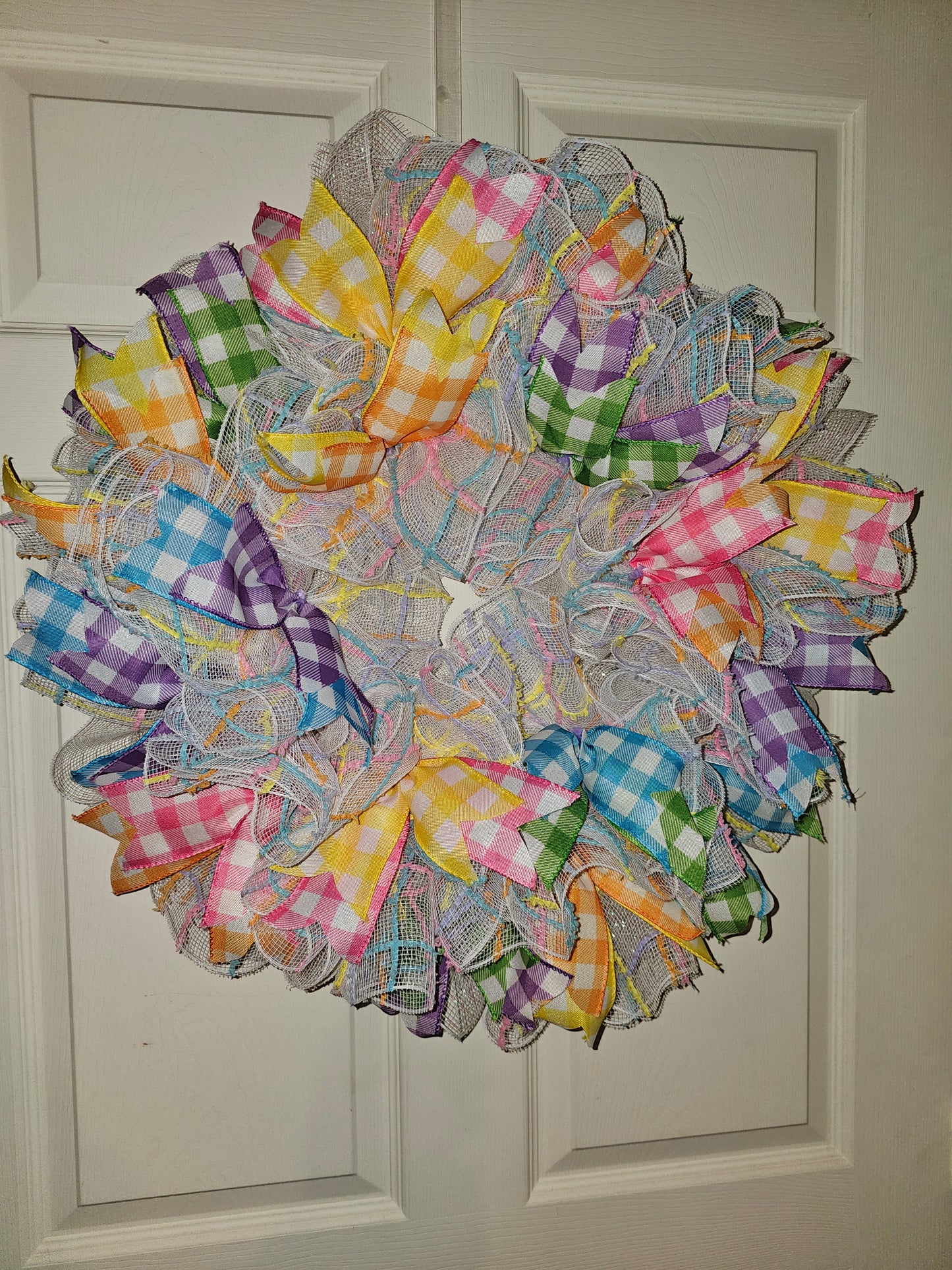 Pastel Gingham Mesh Wreath