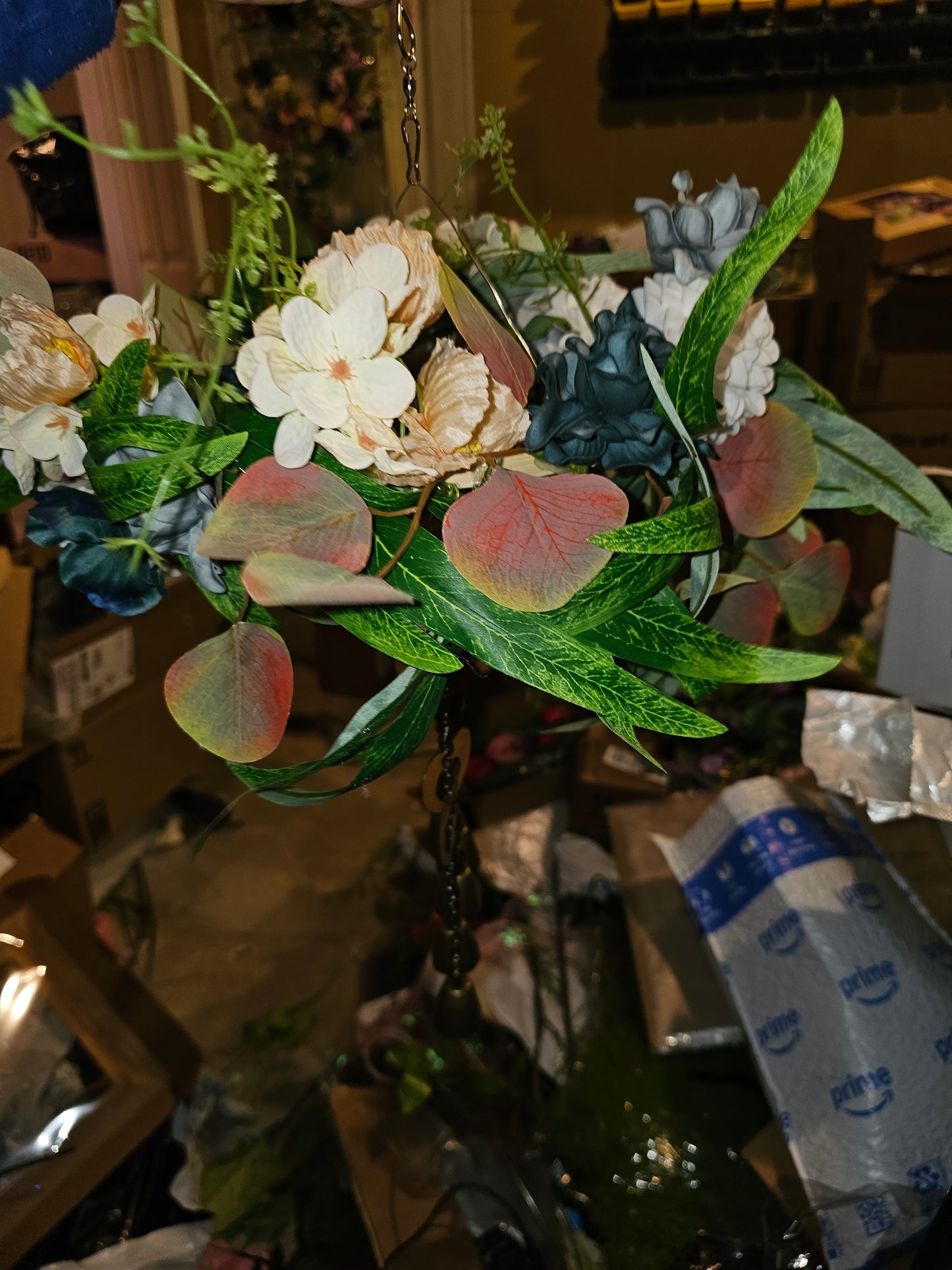 Blue White Floral Bell Windchime