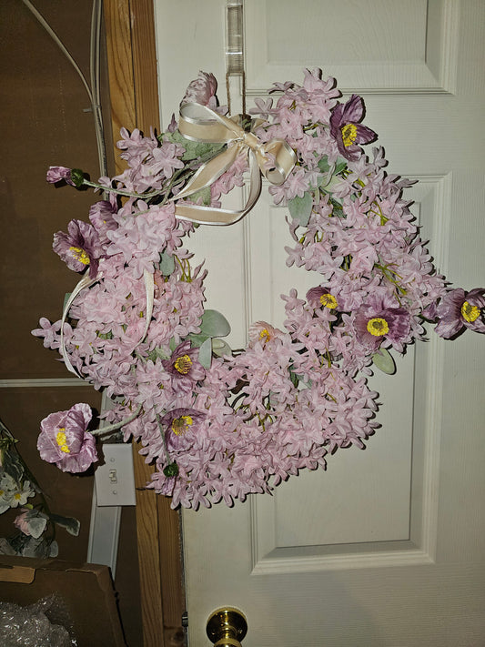 Soft Pink Floral Grapevine Wreath