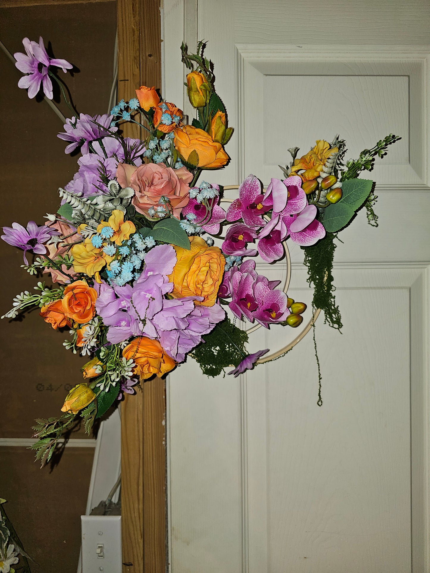 Bright Orchid Floral Hoop Arrangement