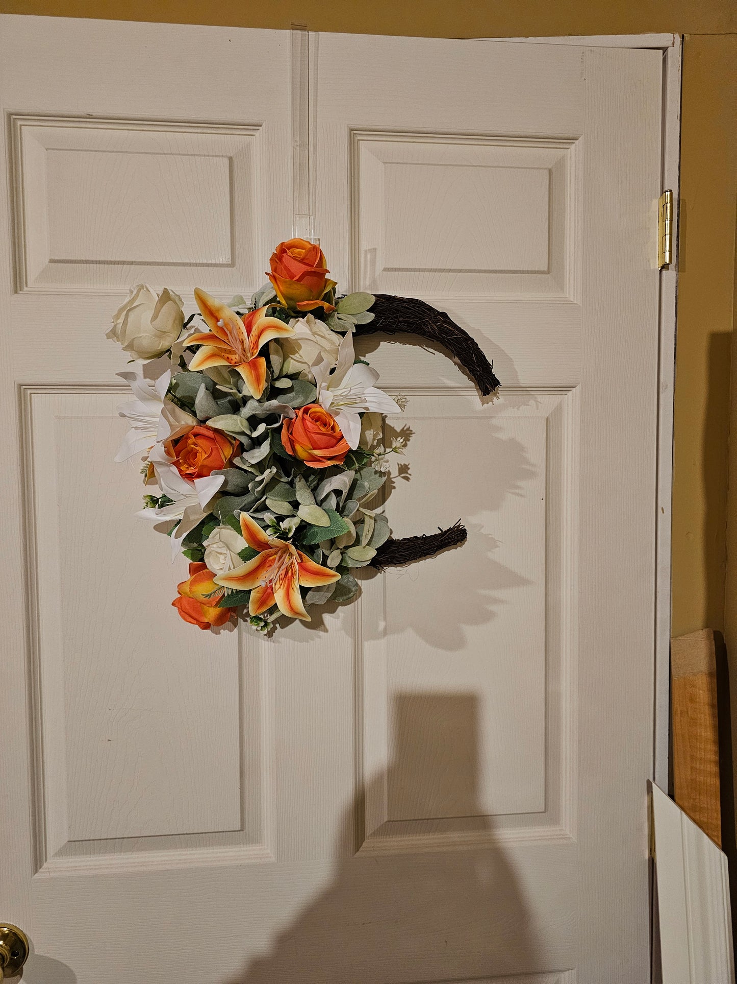 Orange Rose and Lily Grapevine Wreath
