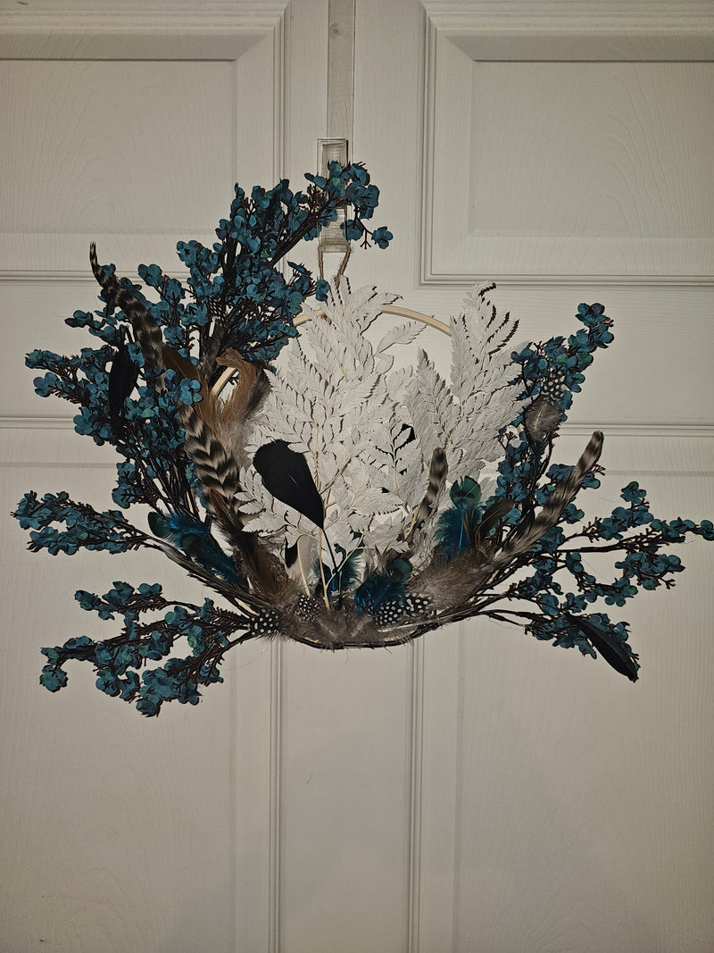 Boho Blue Floral Wall Decor Arrangement