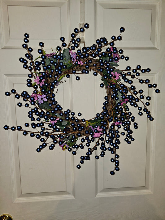 Dark Blue Berry Grapevine Wreath